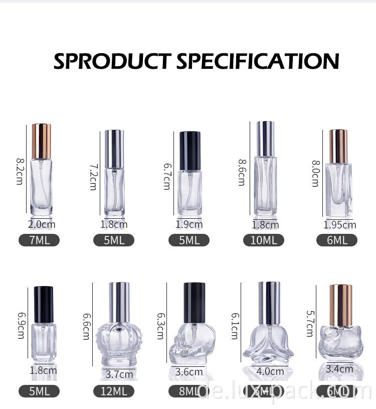 Ätherische Ölverpackung 5 ml 10 ml 15ml 20ml 30ml 50ml100 ml klares grünblaues Bernsteinglas